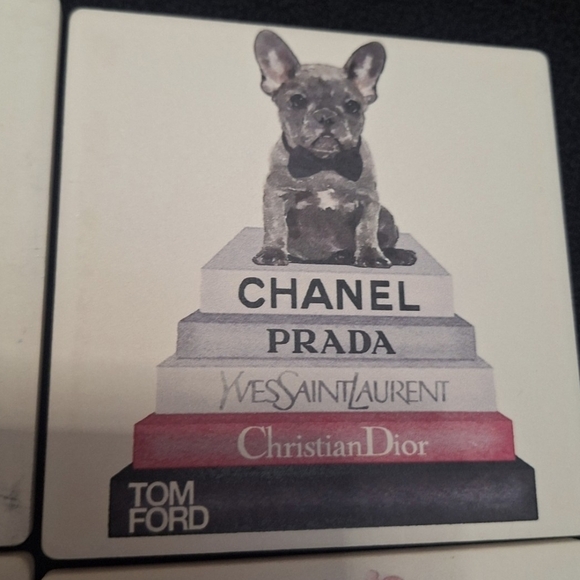 NWT 4 Designer Ceramic Coasters With Sophisticated Design 4x4 Size Beautiful !! - Picture 5 of 7